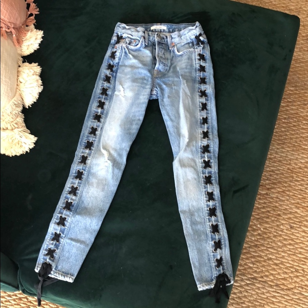 GRLFRND denim with side ties